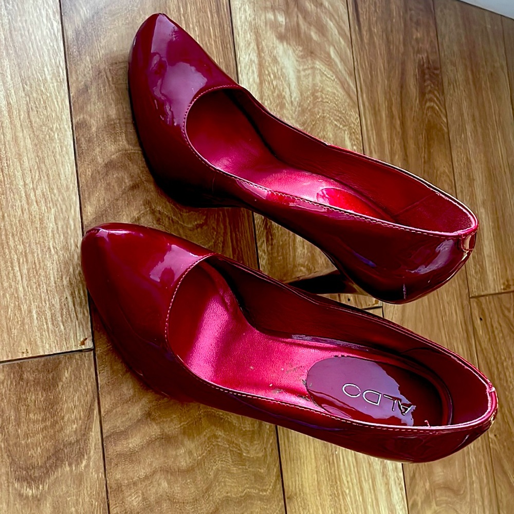 Red leather soled Aldo pumps